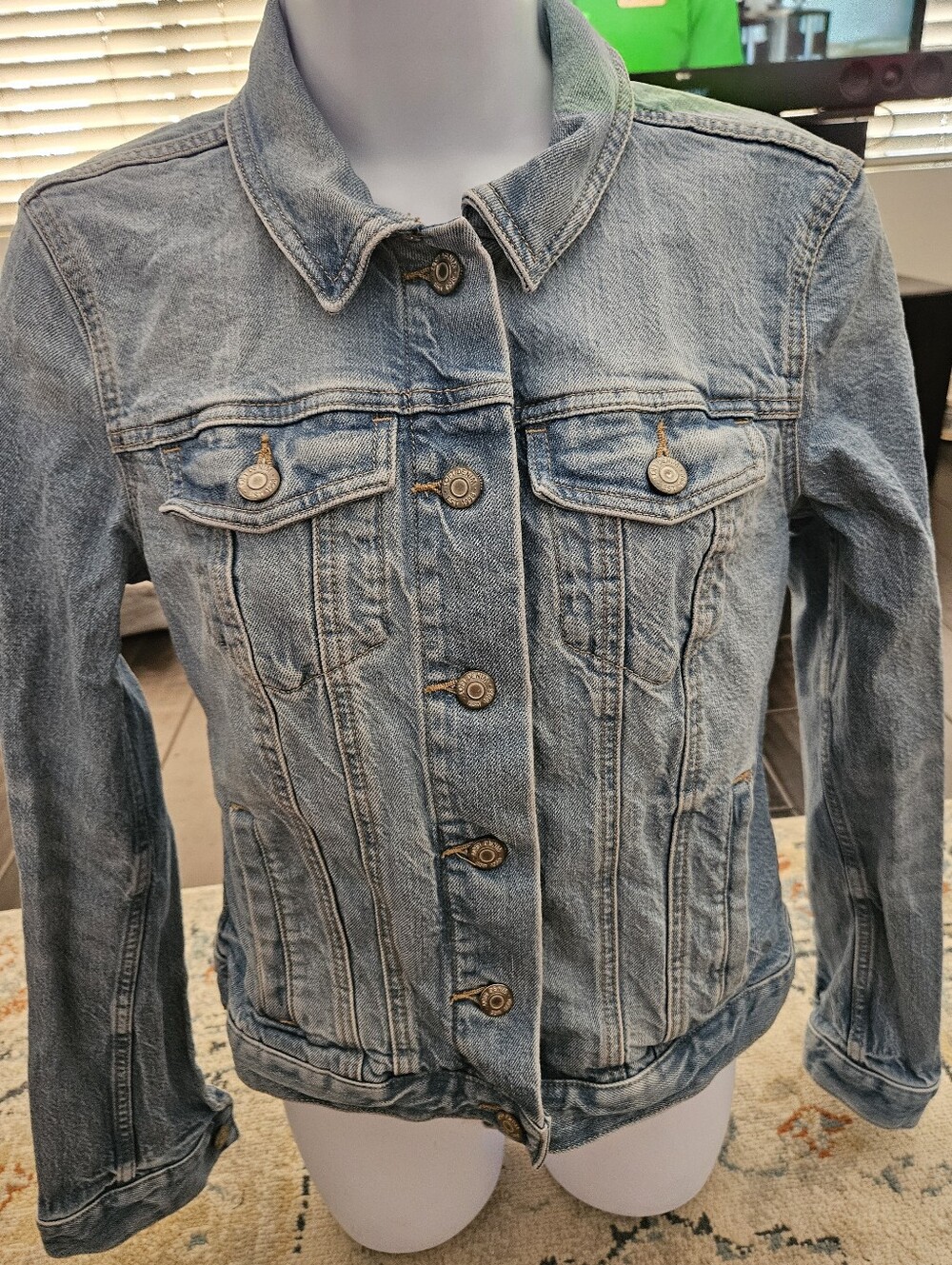 LOFT Light Wash Classic Denim Trucker Jacket - Size S